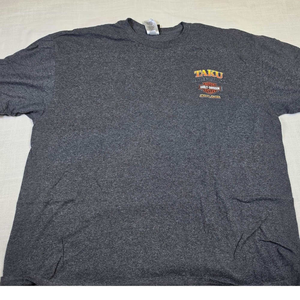 Harley-Davidson Taku Juneau Alaska Bear Salmon Graphic T-Shirt Gray Men 2XL